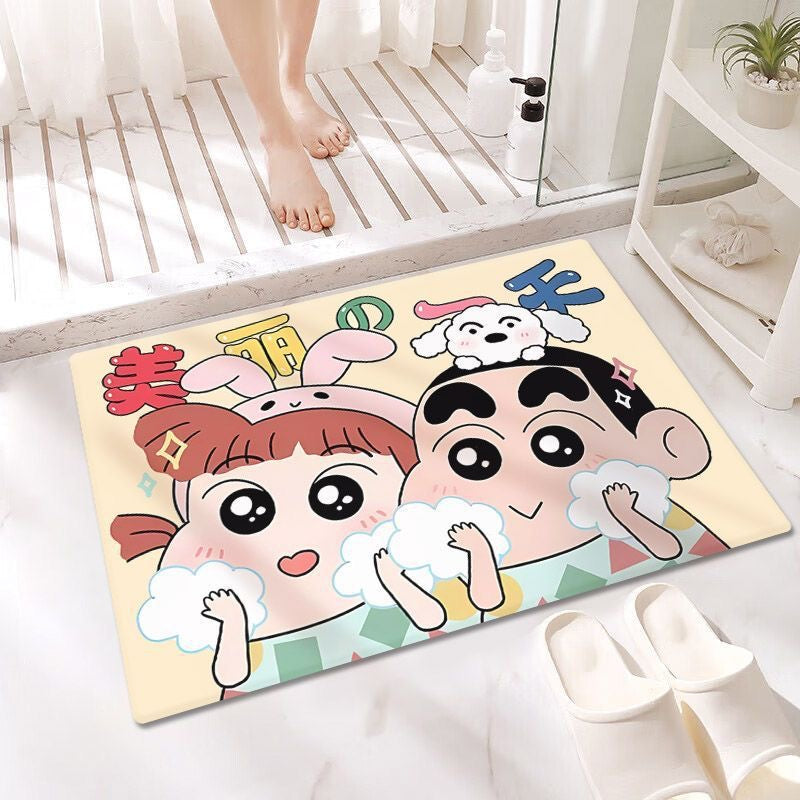 Crayon Shin-chan & Nene - Soft Diatomaceous Earth Bathroom Absorbent Mat - Size: 50×80 cm
