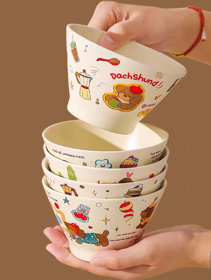 Cute Cartoon Ceramic Bowl – 5” Rice, Dessert & Yogurt Bowl