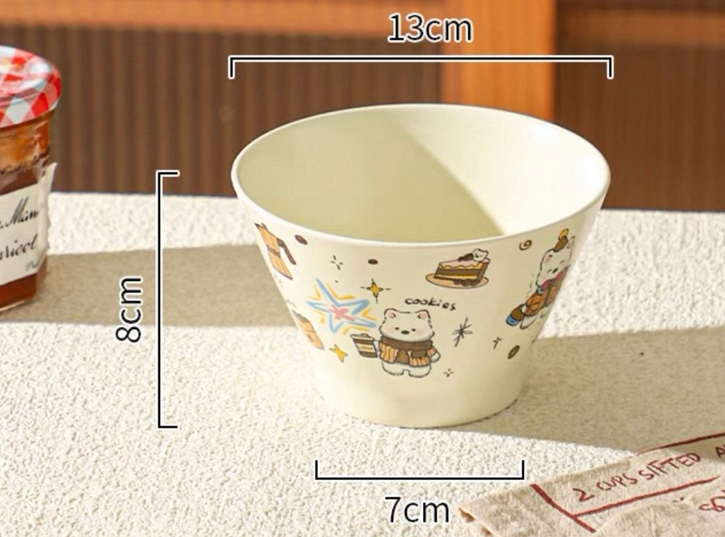 Cute Cartoon Ceramic Bowl – 5” Rice, Dessert & Yogurt Bowl