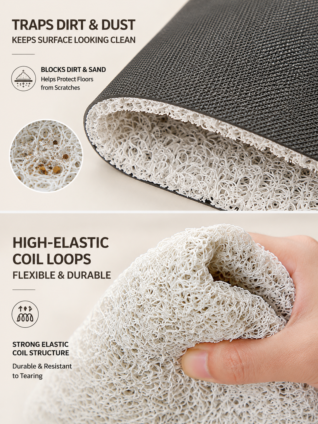 Home Entrance Door Mat Waterproof PVC Coil Mat • Non-Slip • Cuttable Design 60 × 90 cm | Multiple Designs Available 🏡