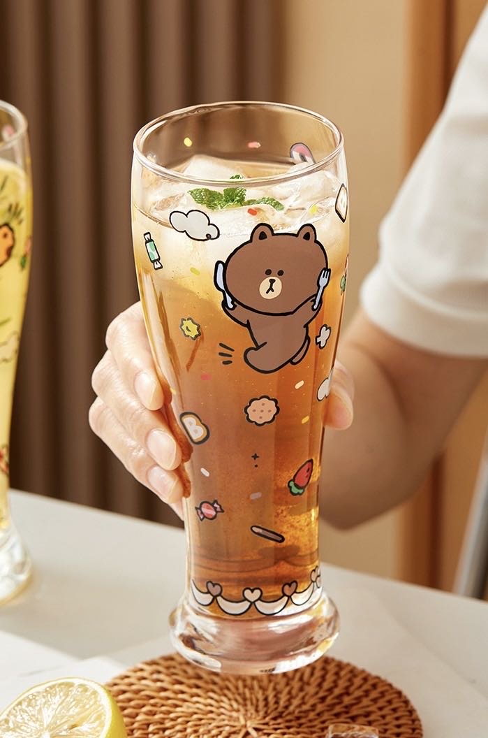 LINE FRIENDS Glass Cup Juice Beer Cup Heat Resistant