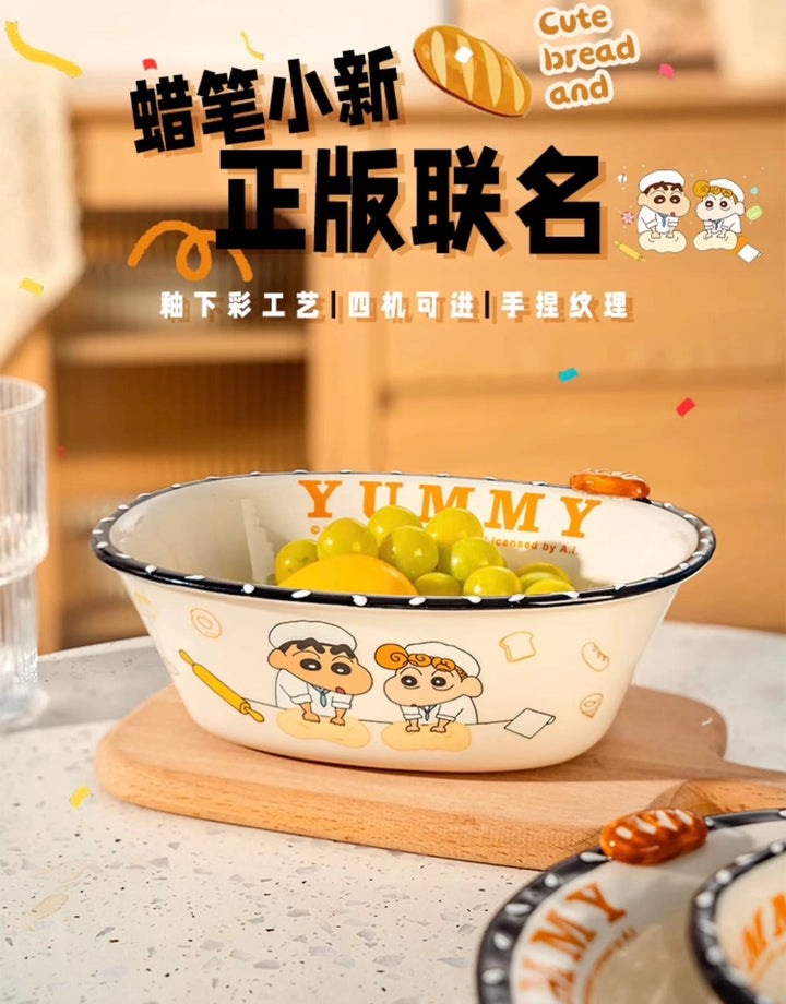 Crayon Shin-chan Ceramic Underglaze Bread Series Tableware Set