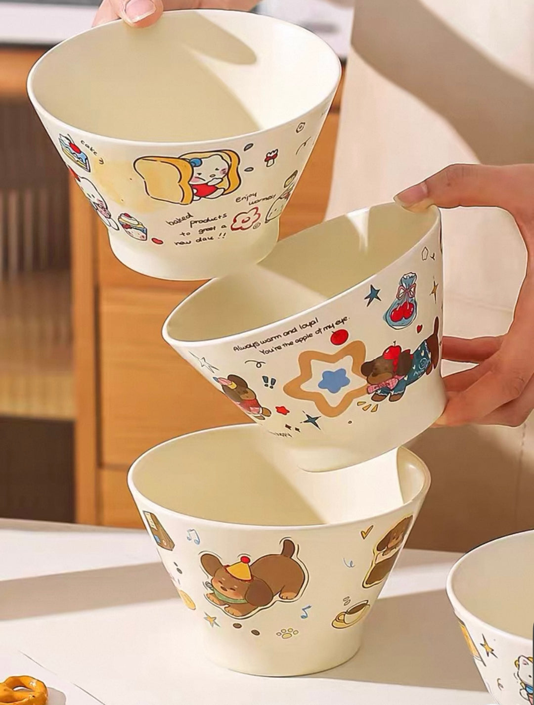 Cute Cartoon Ceramic Bowl – 5” Rice, Dessert & Yogurt Bowl