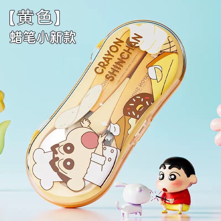 Crayon Shin-chan Portable Spoon & Fork Set (Storage Box ) 304 Stainless Steel Kids Safe