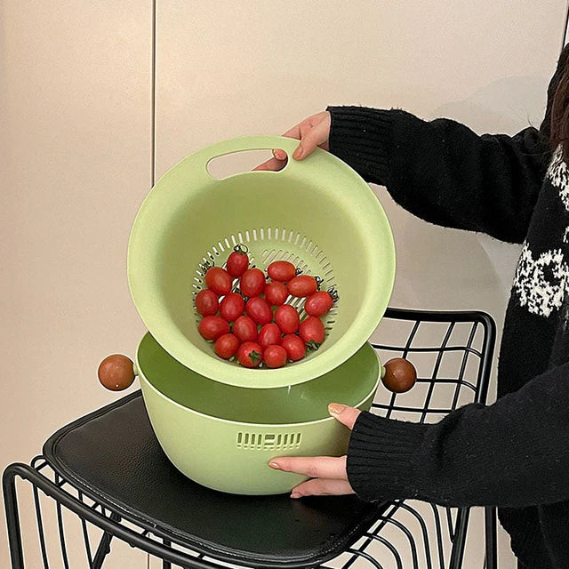 「Kitchen Sink Drain Basket 」 Double Layer Drainage Basket,Drainage Bowl for Sink, Fruit, Food, Vegetables Strainer for Kitchen