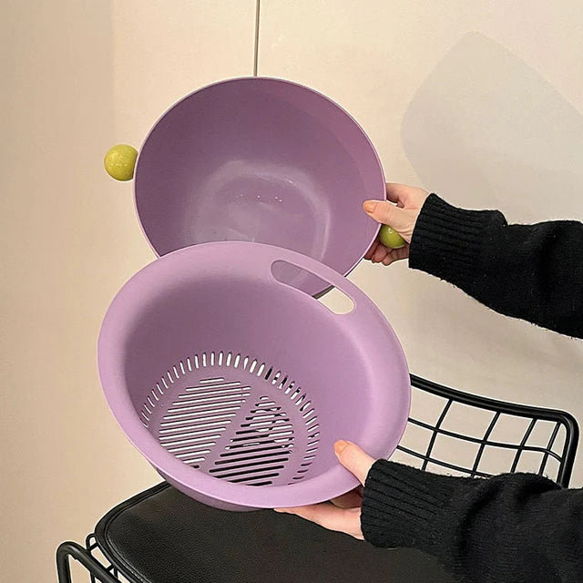 「Kitchen Sink Drain Basket 」 Double Layer Drainage Basket,Drainage Bowl for Sink, Fruit, Food, Vegetables Strainer for Kitchen