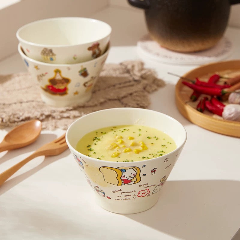 Cute Cartoon Ceramic Bowl – 5” Rice, Dessert & Yogurt Bowl