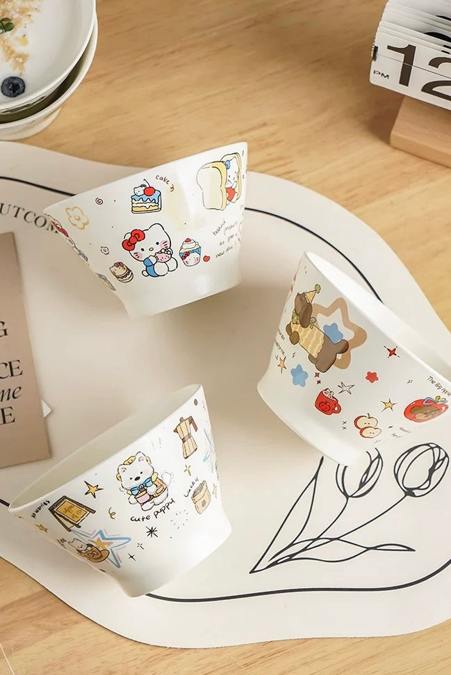 Cute Cartoon Ceramic Bowl – 5” Rice, Dessert & Yogurt Bowl