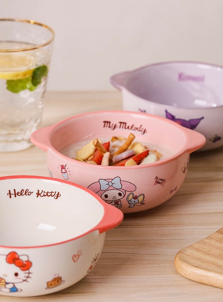 Sanrio Family Series™️ Ceramic Double-Handle Bowl – Yogurt & Rice Bowl 🥣