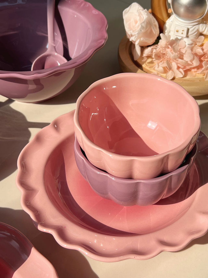 Gradient & Underglaze Ceramic Bowl Plate Tableware For Two People 9/For Four People 17Set