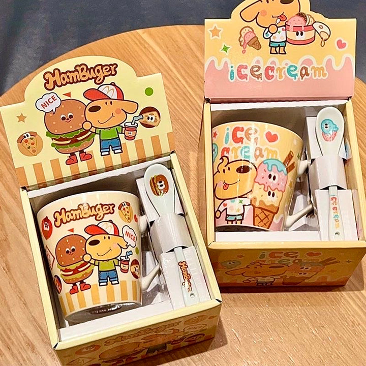 keir Burger Dog Ceramic Mug Spoon