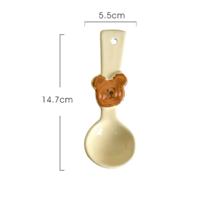Handcrafted Emo Bear🐻 & Love Heart💗 Ceramic Soup Spoon
