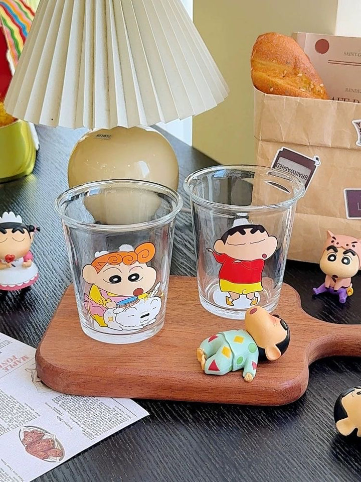 Crayon Shin-chan Glass Cup Heat Resistant Water Cup Set 1 Set 4