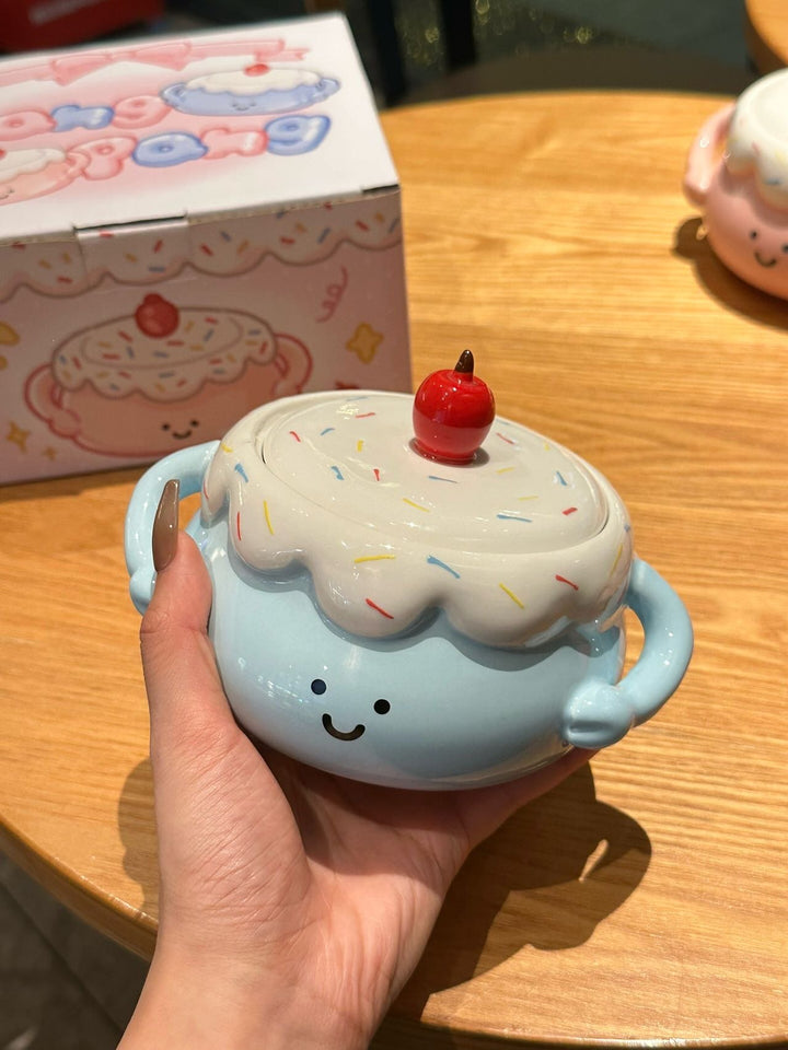 Stew Cup For One Person Bowl Underglaze with Lid Large Double Ear Soup Bowl