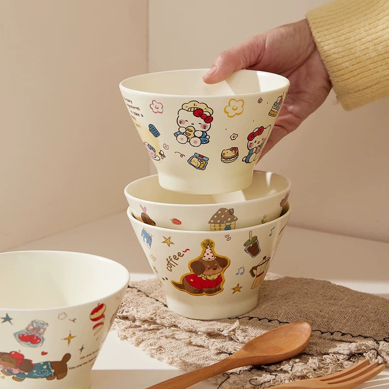 Cute Cartoon Ceramic Bowl – 5” Rice, Dessert & Yogurt Bowl