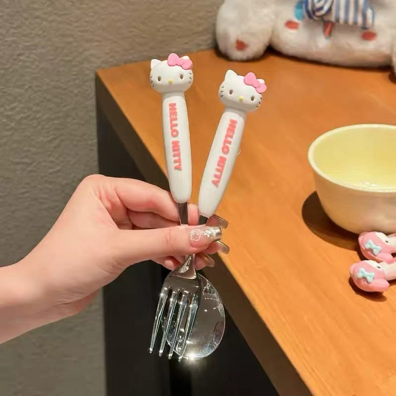 SANRIO | Cute Cartoon Long Handle Fork & Spoon Set