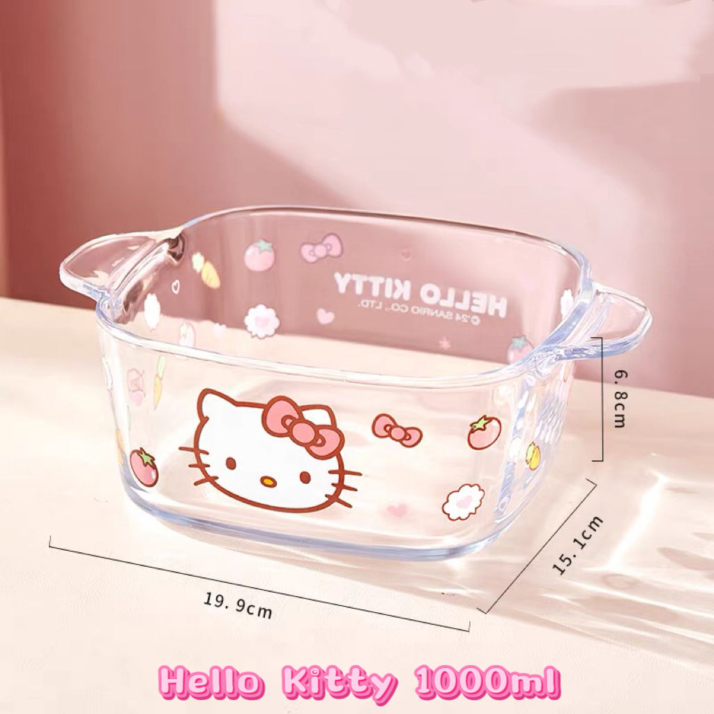 Sanrio™ Double-Handle Glass Bowl – Ramen, Rice, Dessert, Salad & Yogurt Bowl 🫐 Heat-Resistant