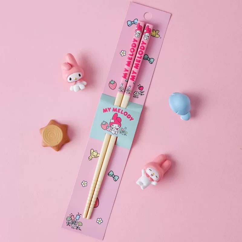 Sanrio™️ Non-slip Bamboo Chopsticks 🥢 – Antibacterial & Mold-resistant, Kid-friendly, 21cm