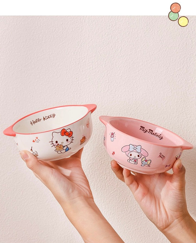 Sanrio Family Series™️ Ceramic Double-Handle Bowl – Yogurt & Rice Bowl 🥣
