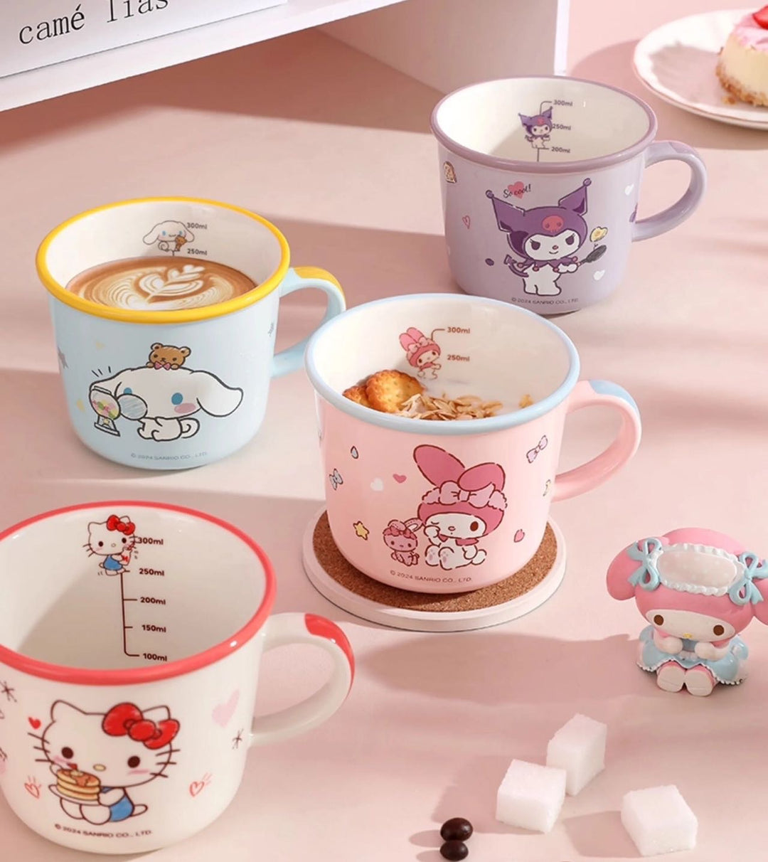 Sanrio Hello Kitty Ceramic Breakfast Cup Water Cup with Scale