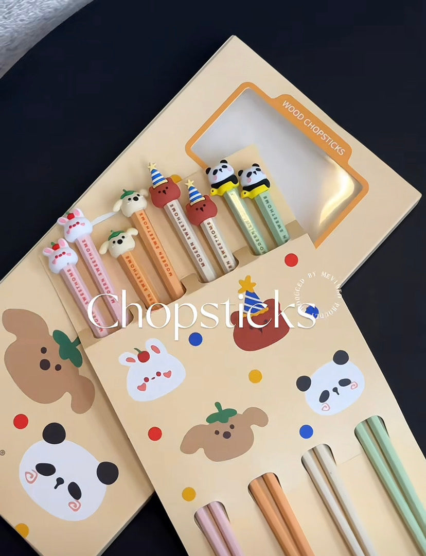 Cute Animal Alloy Chopsticks Antibacterial Anti-slip Chopsticks Individually Packaged