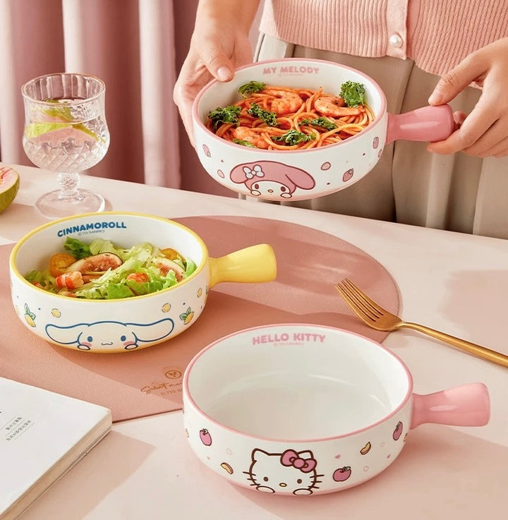 Sanrio™ Ceramic Handle Bowl – Oven & Baking Safe 🫕 Fruit & Salad Bowl