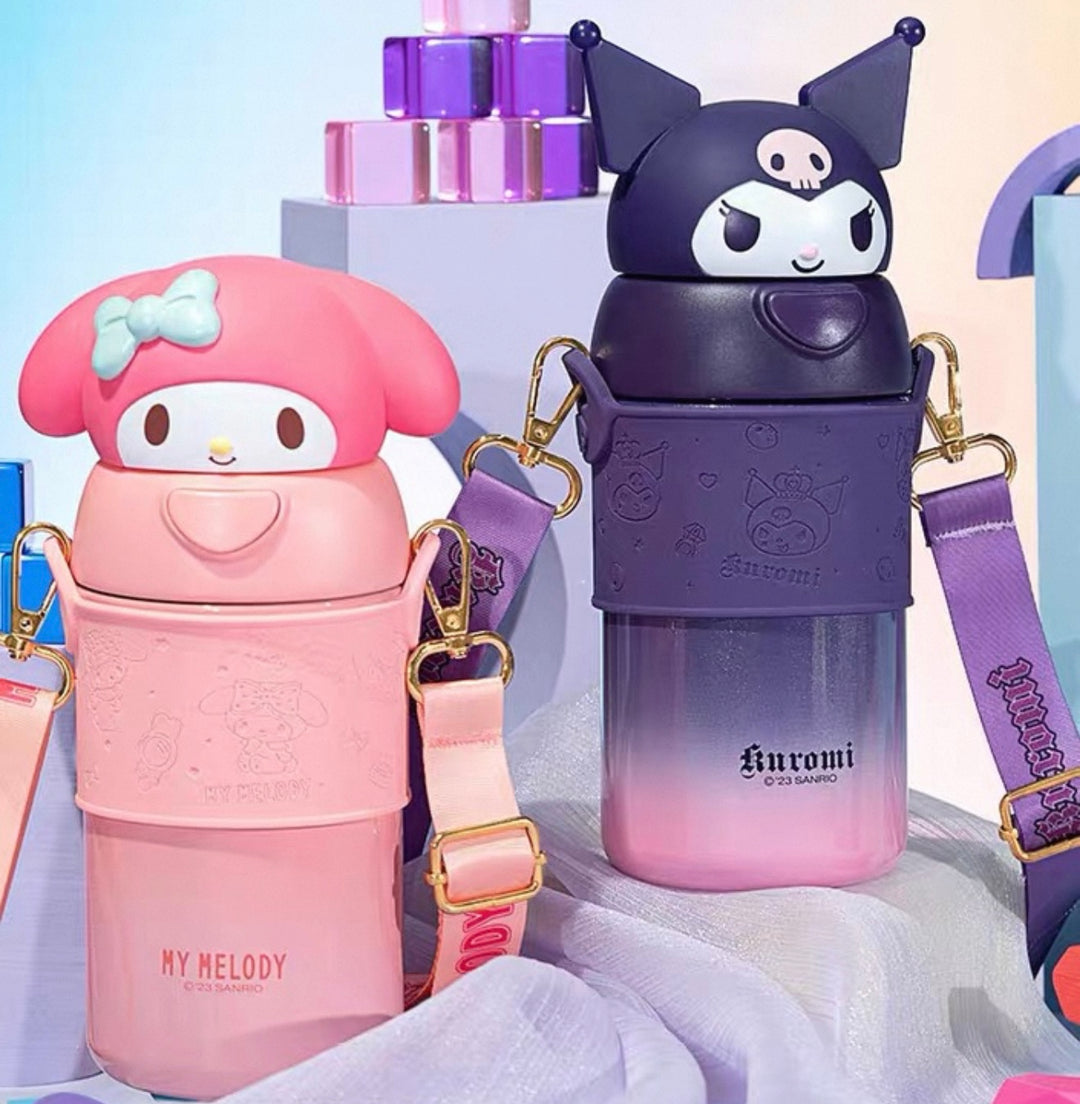 Sanrio™ 316 Stainless Steel Insulated Bottle | Long-Lasting Heat Retention | Crossbody Carry