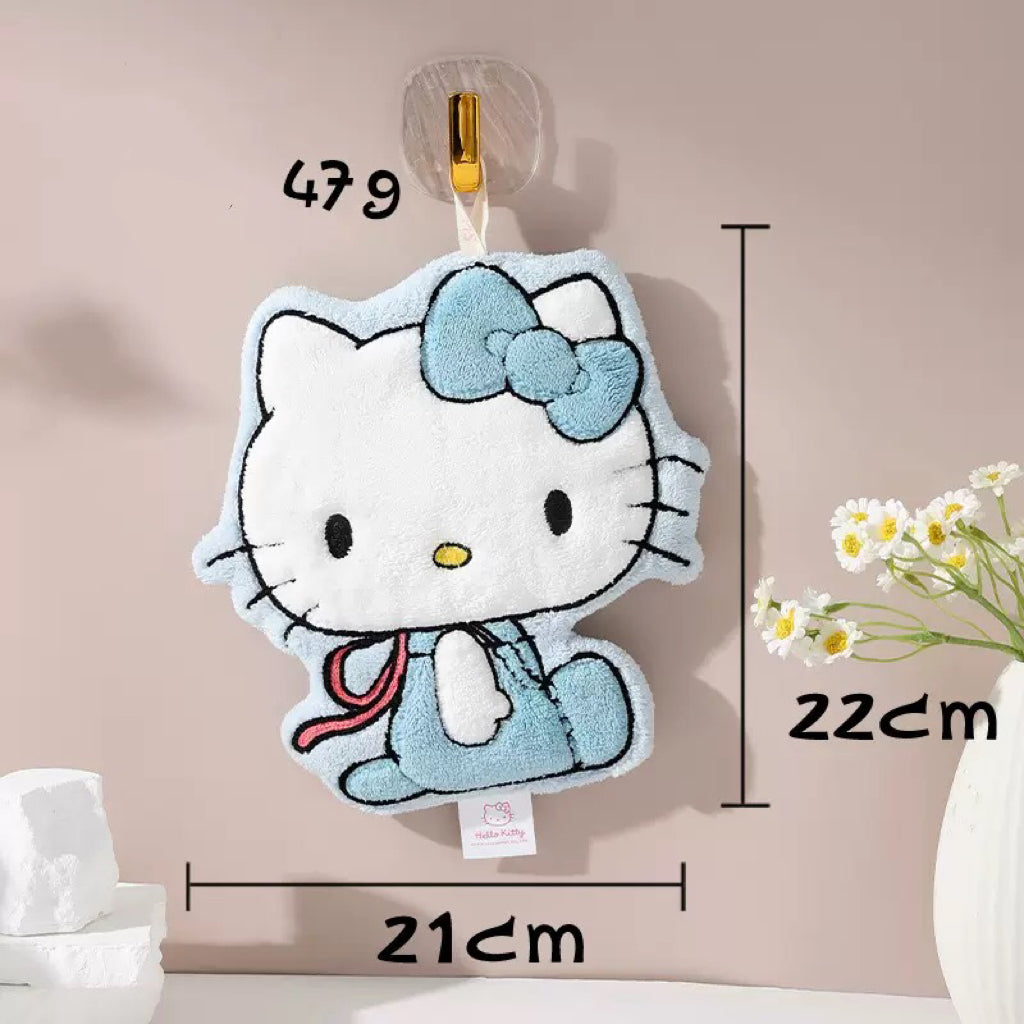 Hello Kitty Hanging Hand Towel – Thick Coral Fleece, Super Absorbent & Soft