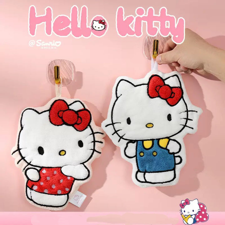 Hello Kitty Hanging Hand Towel – Thick Coral Fleece, Super Absorbent & Soft