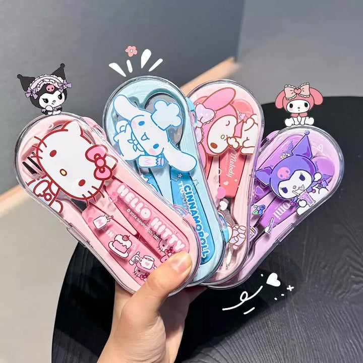 Sanrio™ Portable Spoon & Fork Set with Case | 304 Stainless Steel | Kid-Friendly