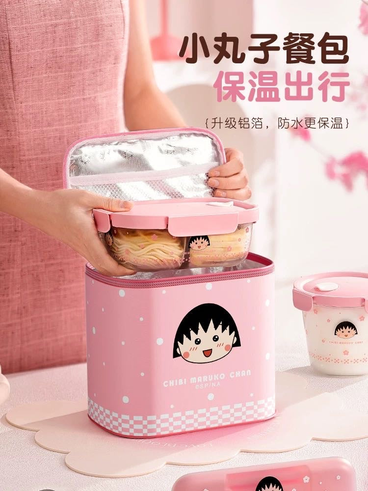 Chibi Maruko-chan Glass Lunch Box /Crisper Fruit Bento Box