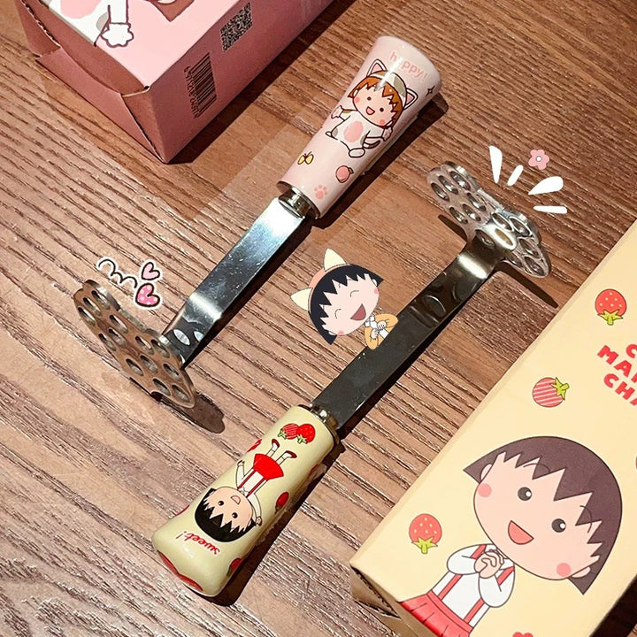 🍒Chibi Maruko-chan™ Stainless Steel Potato Masher – Baby Food & Kitchen Tool
