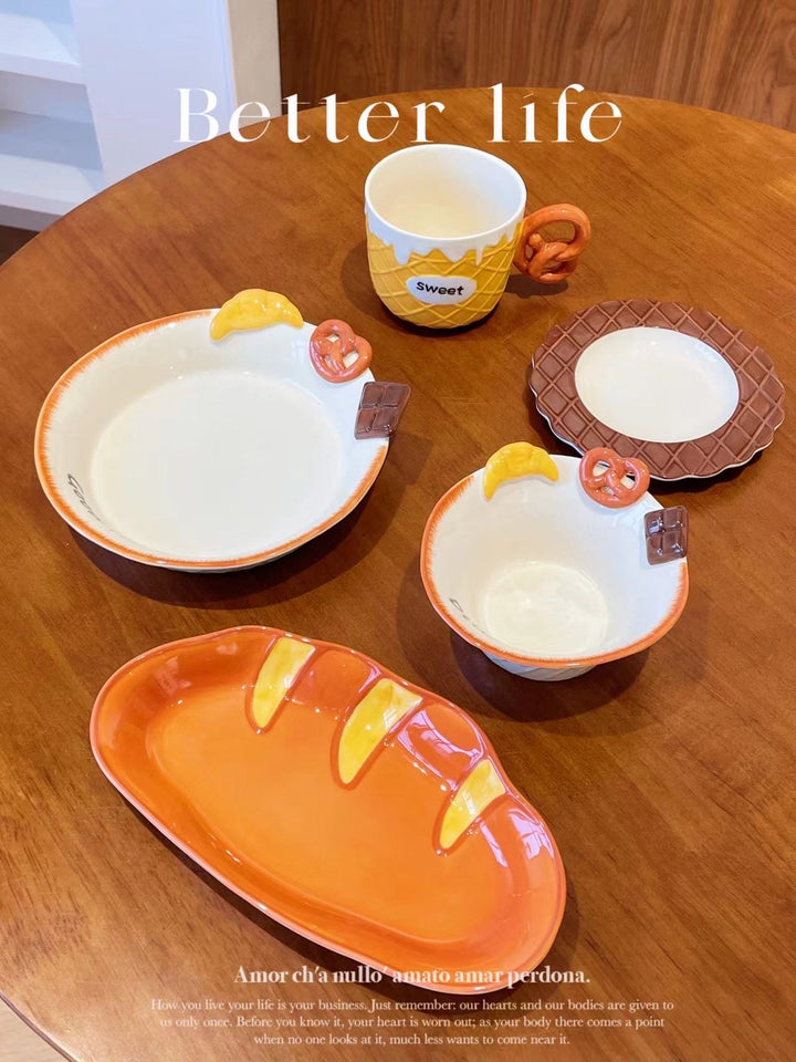 Bread Series Hand-painted Underglaze Ceramic Tableware Set
