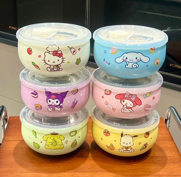 Sanrio™️ 316 Stainless Steel Bento Bowl | Instant Noodle Bowl | Food Storage Bowl with Lid – Heat-Resistant & Insulated