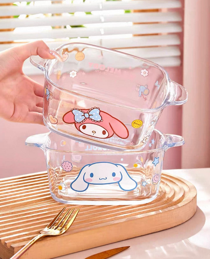 Sanrio™ Double-Handle Glass Bowl – Ramen, Rice, Dessert, Salad & Yogurt Bowl 🫐 Heat-Resistant
