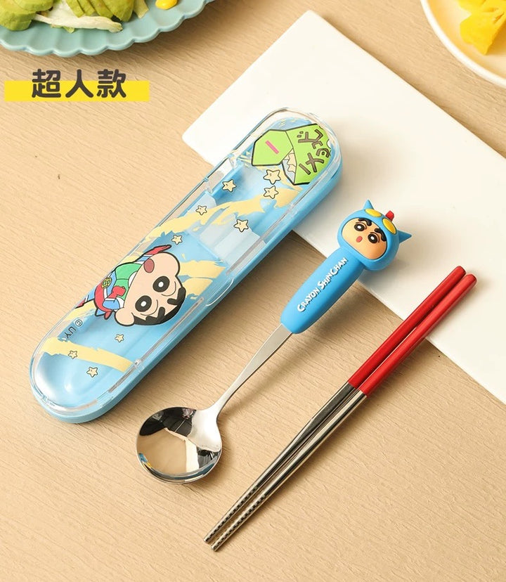 Crayon Shin-chan 304 Stainless Steel Chopsticks Spoon Portable Set
