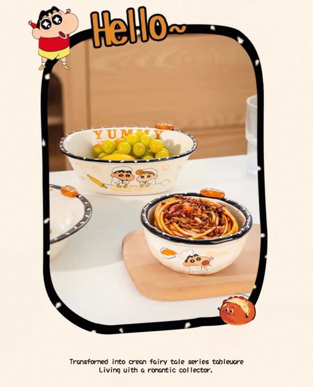 🥖 Crayon Shin-chan™ Official Bread Series Dinnerware Set – Dishwasher, Microwave, Oven & Sterilizer Safe