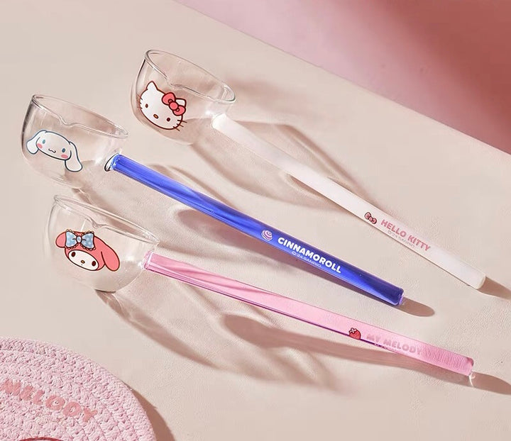 Sanrio™ Glass Long-Handle Soup Ladle – Large Serving Spoon 🍜 Heat-Resistant Oil Ladle