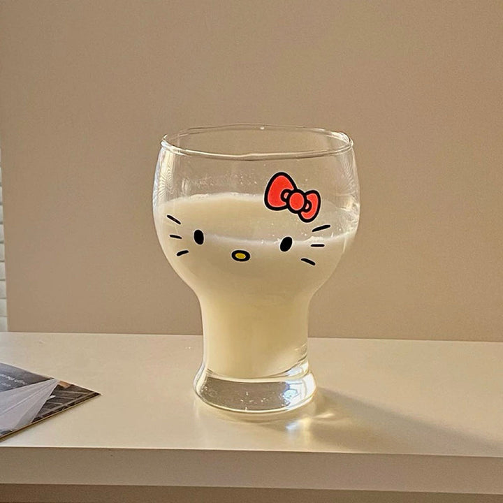 Hello Kitty Glass Cup Heat Resistant Goblet Milk Beer Cup 450ml