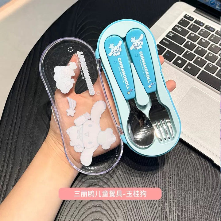 Sanrio Portable Spoon & Fork Set (Storage Box ) 304 Stainless Steel Kids Safe