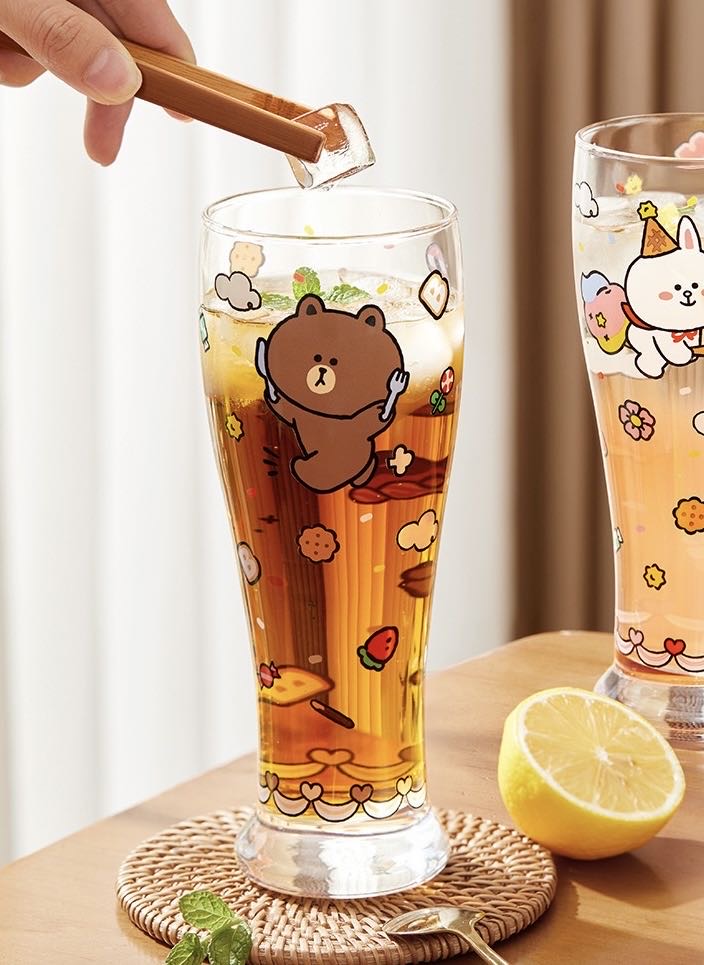 LINE FRIENDS Glass Cup Juice Beer Cup Heat Resistant