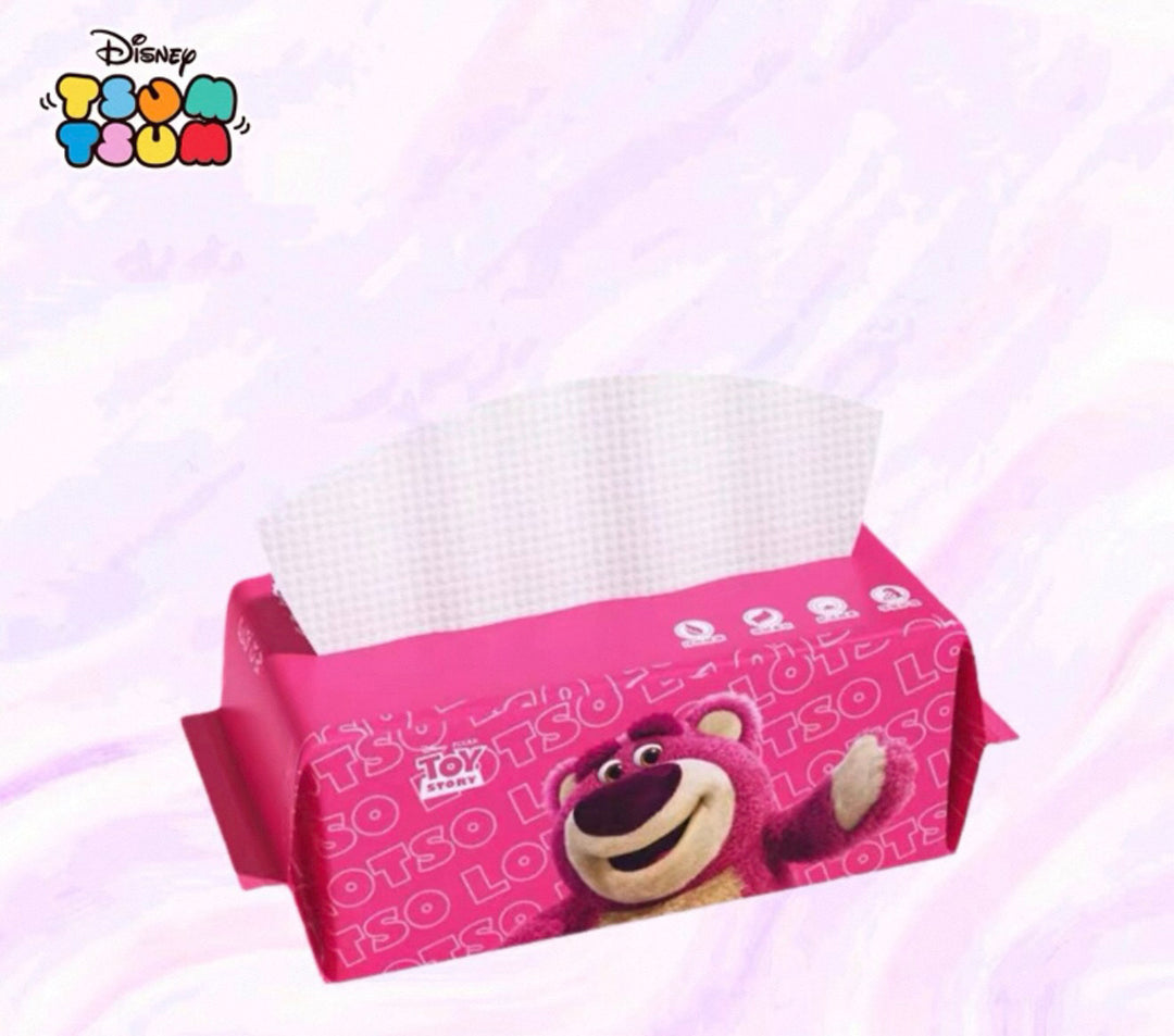 Disney™ Lotso🍓 Disposable Thickened Facial Towels — Soft Cotton Tissues, Pull-Out Style, Gentle on Sensitive Skin