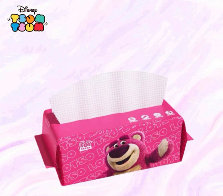 Disney™ Lotso🍓 Disposable Thickened Facial Towels — Soft Cotton Tissues, Pull-Out Style, Gentle on Sensitive Skin