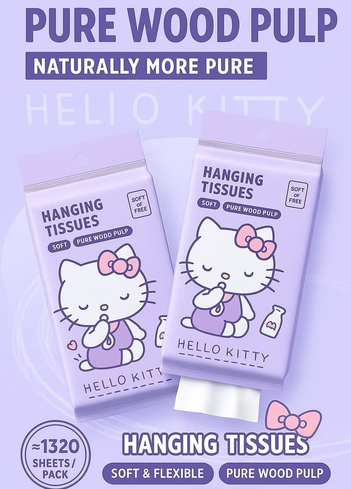 Sanrio™️ Cute Hanging Tissue Pack – 4-Ply, Extra-Large & Portable, 1,320 Sheets