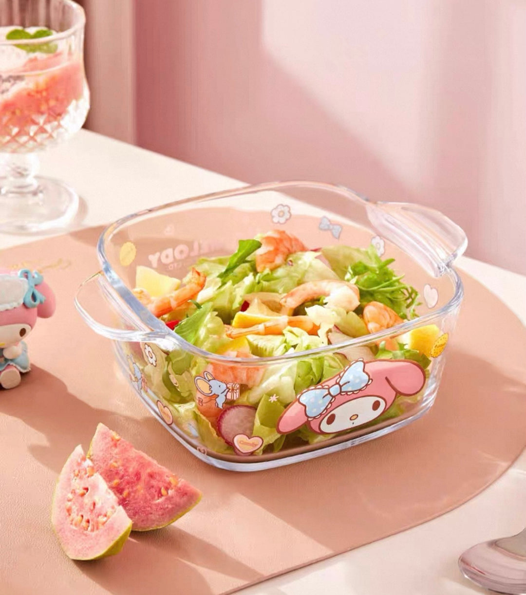 Sanrio™ Double-Handle Glass Bowl – Ramen, Rice, Dessert, Salad & Yogurt Bowl 🫐 Heat-Resistant