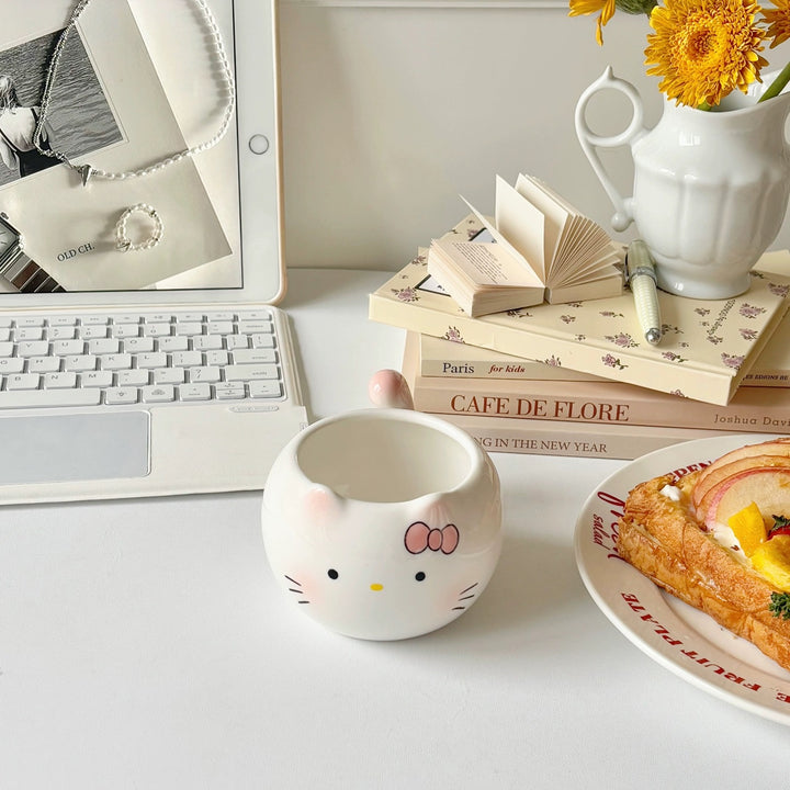 Blushing Kitty & Little Pink Pig 🐷 Ceramic Mug – Heat Resistant