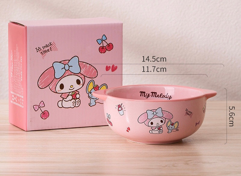 Sanrio Family Series™️ Ceramic Double-Handle Bowl – Yogurt & Rice Bowl 🥣
