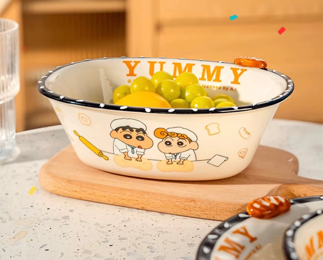 🥖 Crayon Shin-chan™ Official Bread Series Dinnerware Set – Dishwasher, Microwave, Oven & Sterilizer Safe