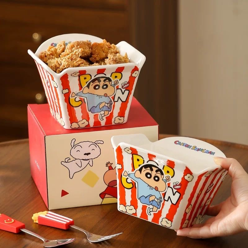 Crayon Shin-chan Popcorn Bucket Bowl Fried Chicken French Fries Bowl Large Capacity Instant Noodle Bowl Snack Bowl Fruit Bowl