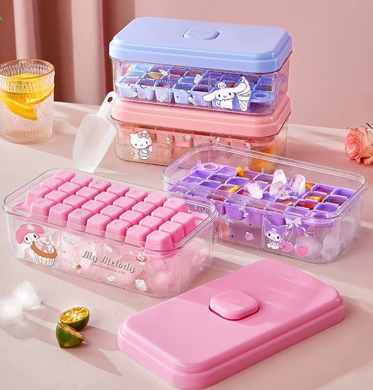 Sanrio Mold Household Food Grade Ice Tray with Lid Storage Box Spoon